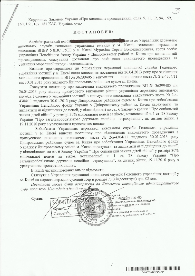 Постанова Дніпровського суду